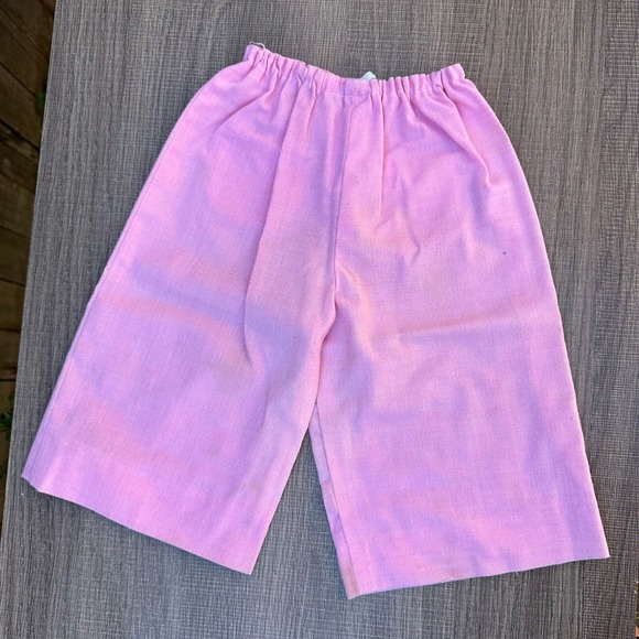 Vintage 1970s Pants Infant Size 18 Months Pink Eyelet Pockets Pull On Retro - Picture 2 of 10